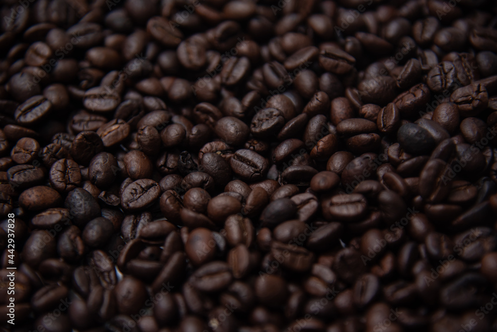 Roasted coffee beans with background. Roasted coffee beans with background.
