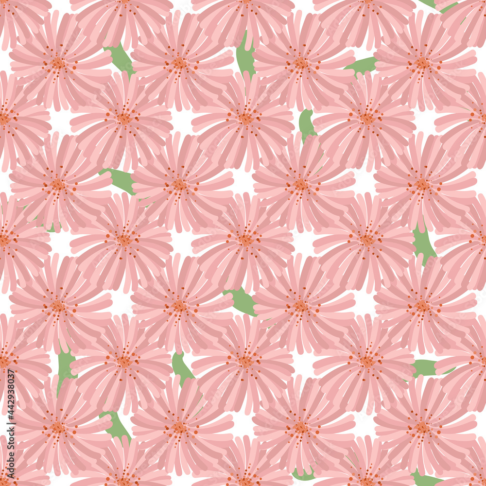 Blossom floral seamless pattern. Orange, pink, red Blooming realistic isolated flowers. Trendy Hand drawn vector Blossom floral seamless pattern. Orange, pink, red Blooming realistic isolated flowers. Trendy Hand drawn vector