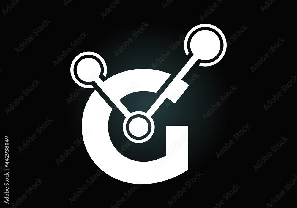 Initial letter G with technology logo sign symbol. Suitable for technology, Internet, and data related business Initial letter G with technology logo sign symbol. Suitable for technology, Internet, and data related business