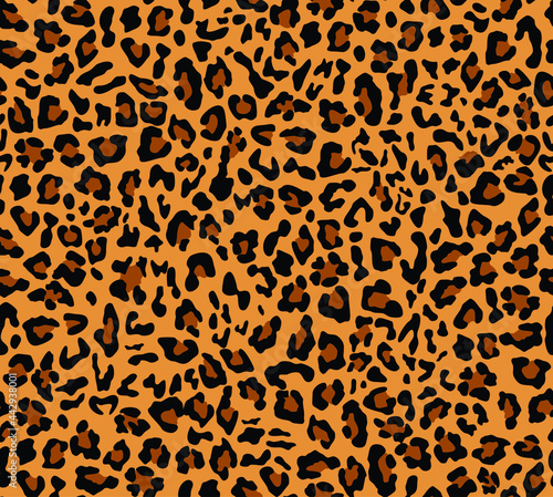  Leopard print vector seamless pattern for textiles. Fashionable cat texture.