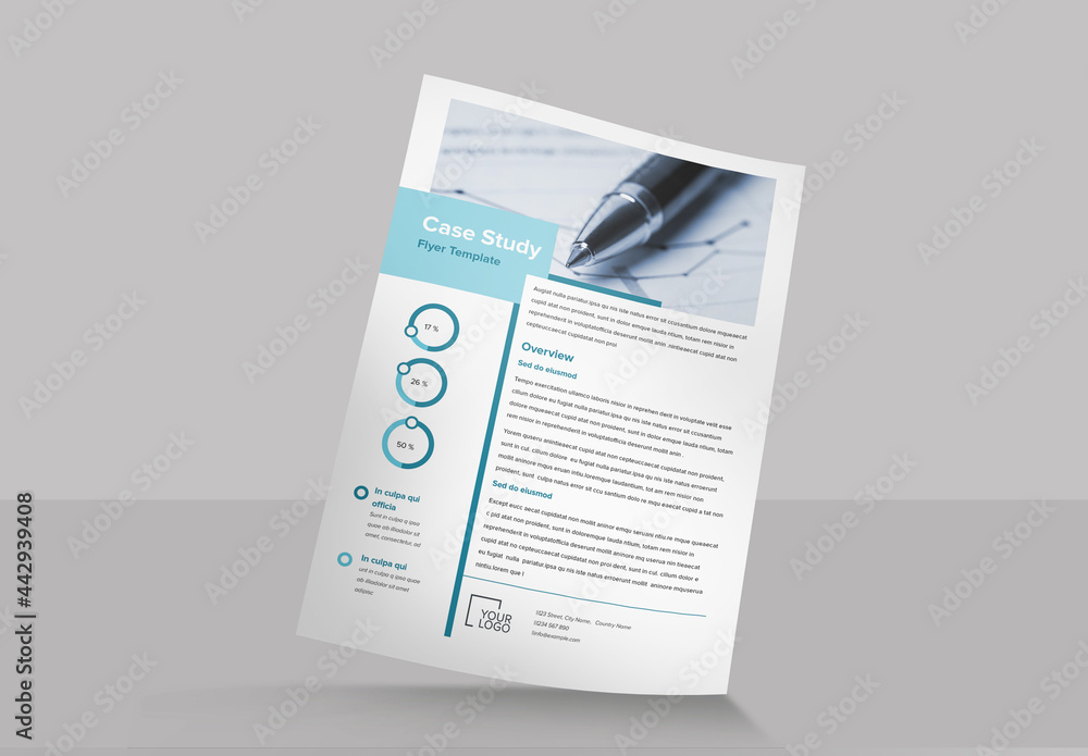 Case Study Layout with Blue Accentss Stock Template | Adobe Stock