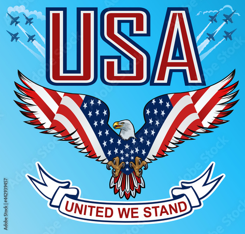American Redoubtable  Eagle with USA flags