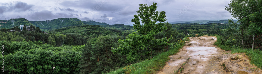Panorama of wooded mountains in the vicinity of the city of Kislovodsk