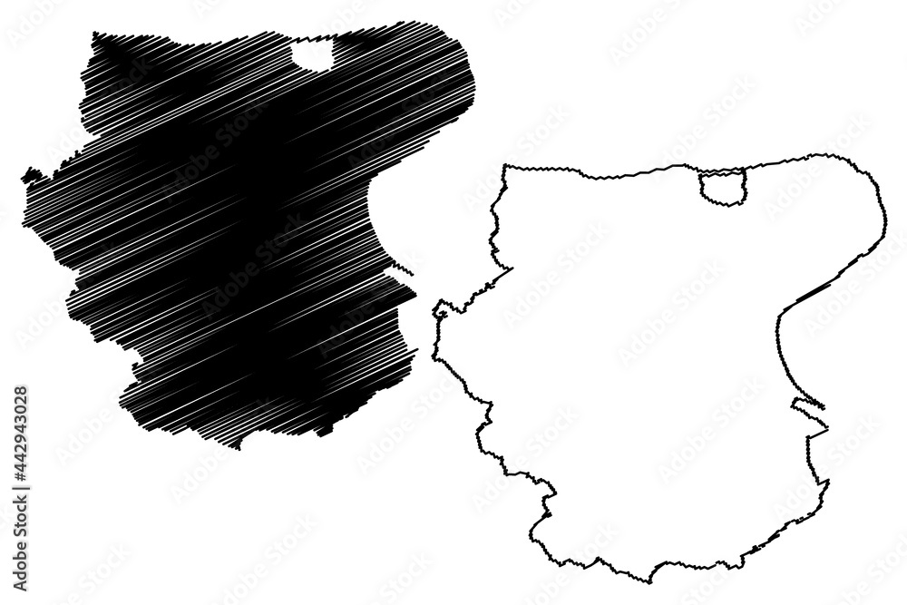 Foggia province (Italy, Italian Republic, Apulia region) map vector illustration, scribble sketch Province of Daunia or Capitanata map