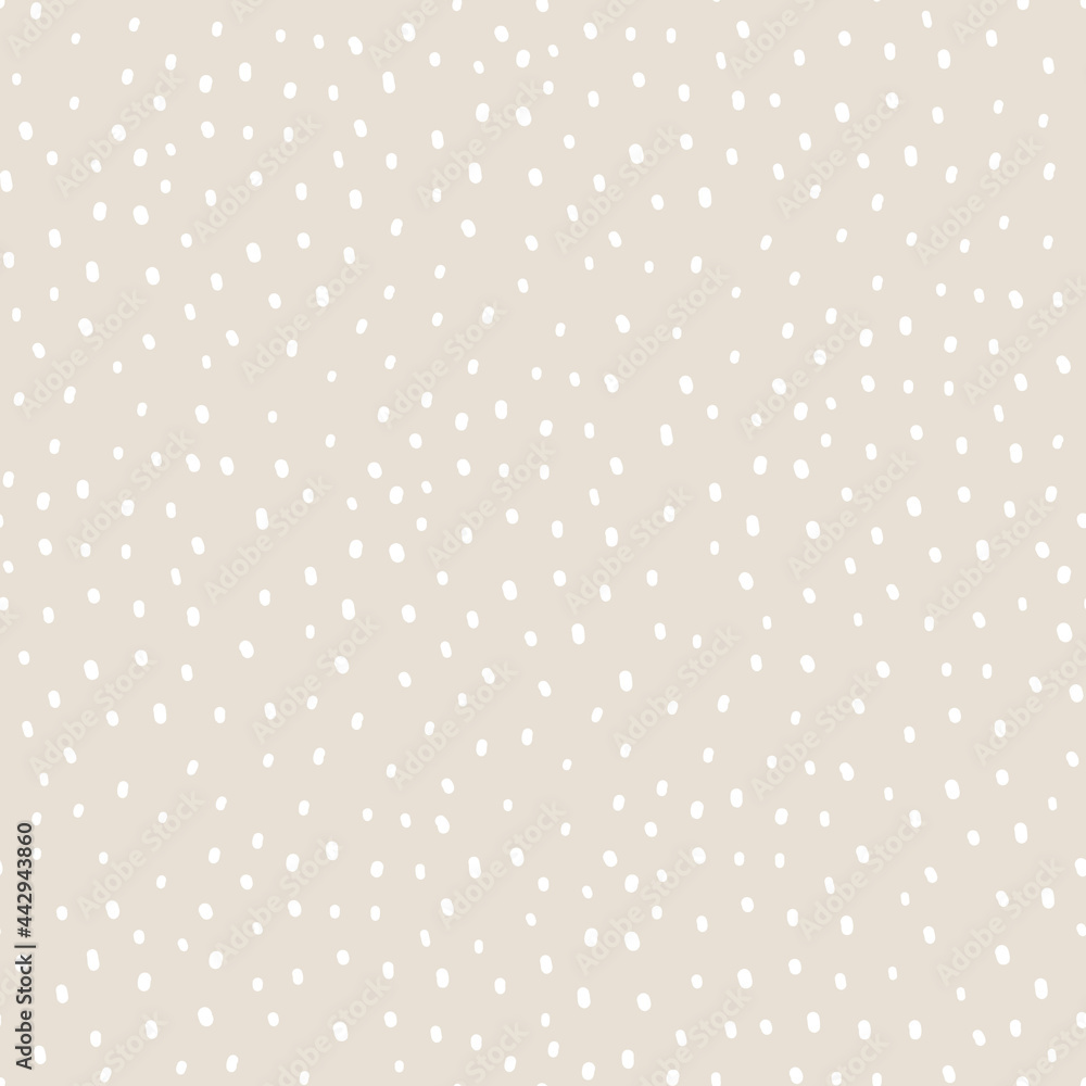 Vector abstract cute hand drawn seamless pattern with a irregular dots on a beige background. Pastel baby texture ideal for fabric, wallpaper, wrapping paper, card, layout. Delicate children's print.