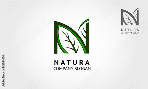 This modern leaf nature vector logo is a symbol of life  beauty  growth  strength and health. Illustration of an elegant and luxurious combination of the letter N and leaves.