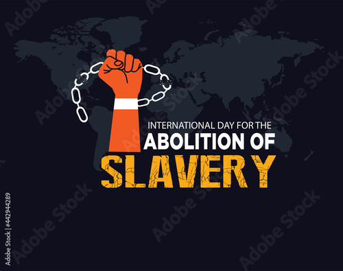 International Day for the Abolition of Slavery. December 2. Hand with Chain and background.  photo