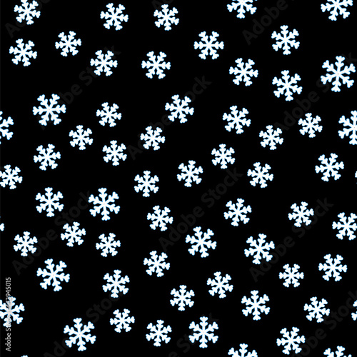 Line Snowflake icon isolated seamless pattern on black background. Vector