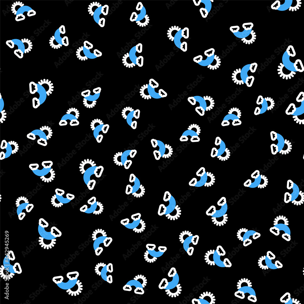 Line Rainbow with clouds and sun icon isolated seamless pattern on black background. Vector Line Rainbow with clouds and sun icon isolated seamless pattern on black background. Vector
