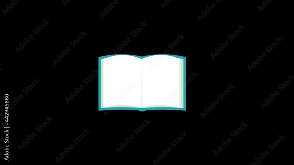 Animated book motion graphics 4K for educational purpose alpha channel