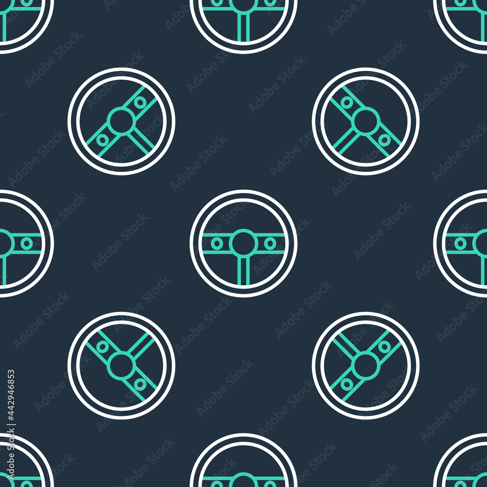 Line Steering wheel icon isolated seamless pattern on black background. Car wheel icon. Vector Line Steering wheel icon isolated seamless pattern on black background. Car wheel icon. Vector