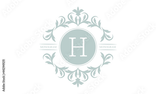 An elegant logo or monogram design template with the letter H. An elegant luxurious letter symbol for cosmetics, royal and jewelry brands. Vector illustration