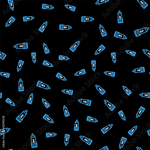 Line Electrical hair clipper or shaver icon isolated seamless pattern on black background. Barbershop symbol. Vector