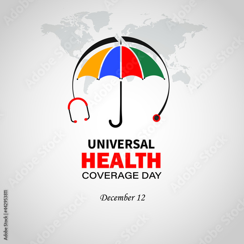 International Universal Health Coverage Day. December 12.  Template for background, banner, card, poster with text inscription. Vector illustration
