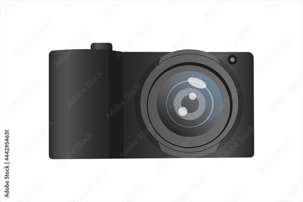 vector illustration photo camera on white background in black color vector illustration photo camera on white background in black color