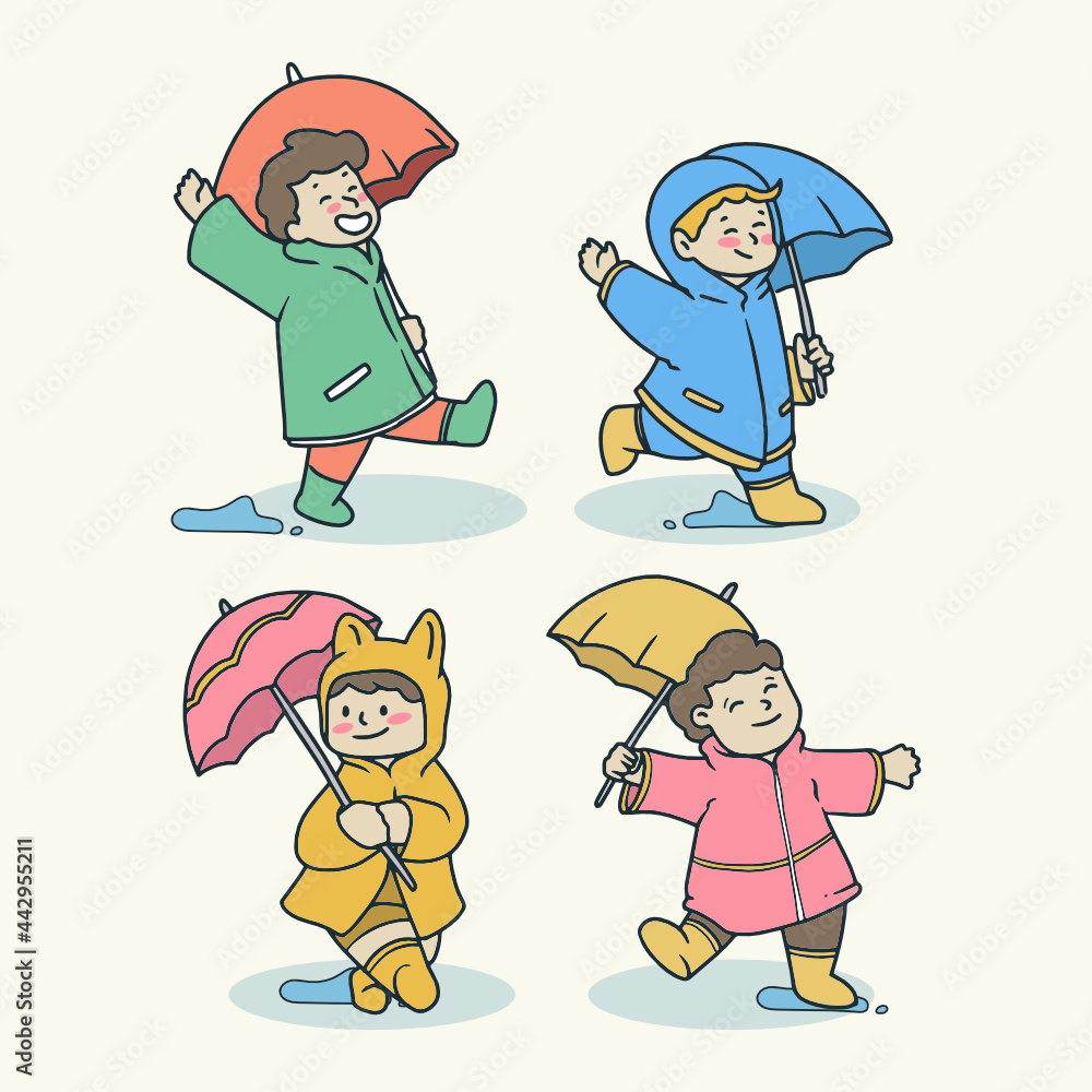 Kids playing when rainy day Kids playing when rainy day