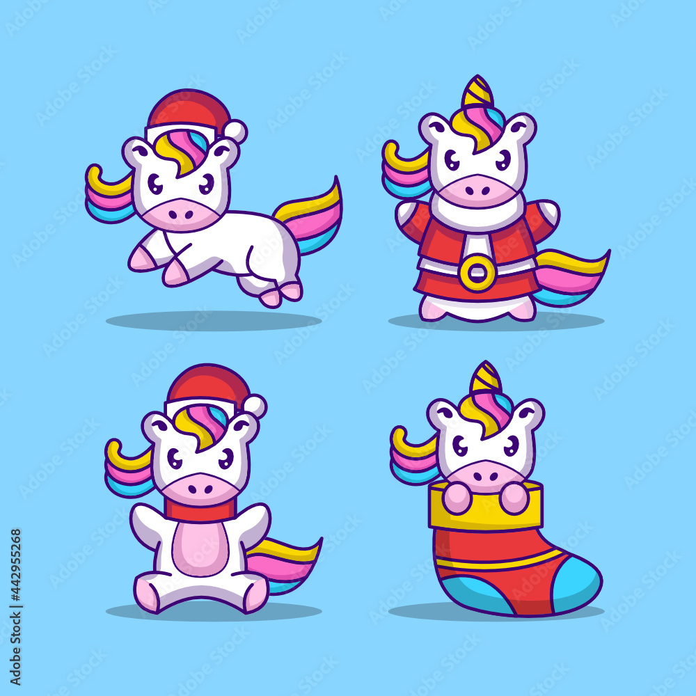 Set unicorn with Christmas costume Set unicorn with Christmas costume