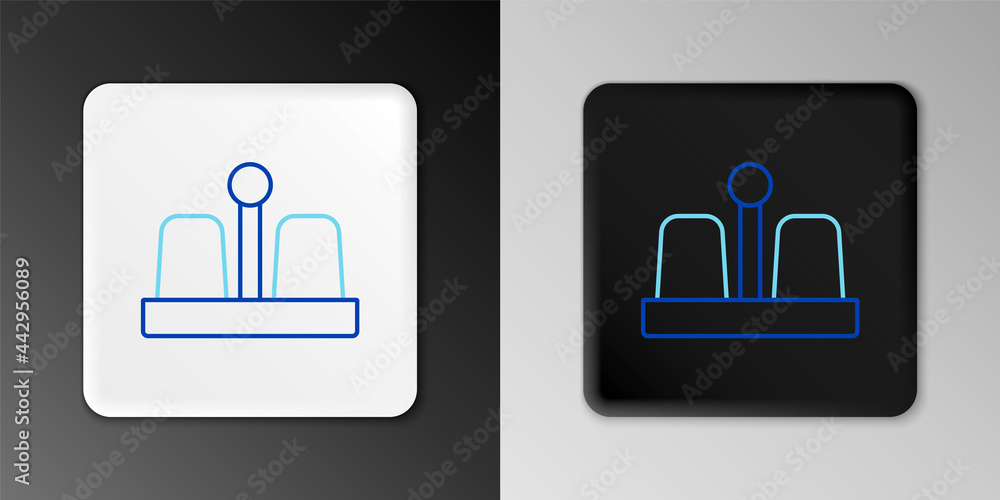 Line Salt and pepper icon isolated on grey background. Cooking spices. Colorful outline concept. Vector Line Salt and pepper icon isolated on grey background. Cooking spices. Colorful outline concept. Vector