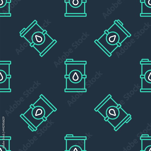 Line Bio fuel barrel icon isolated seamless pattern on black background. Eco bio and canister. Green environment and recycle. Vector