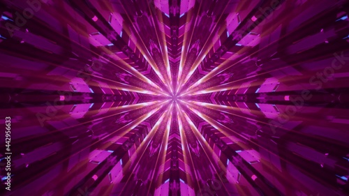 Abstract pink ornament with rays 4K UHD 3D illustration