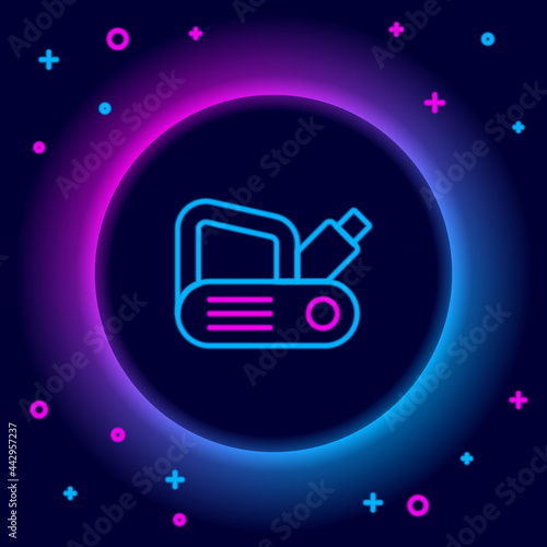 Glowing neon line Electric planer tool icon isolated on black background. Colorful outline concept. Vector