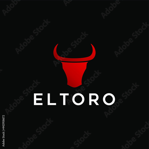 Minimalist Head Bull Eltoro Symbol Logo