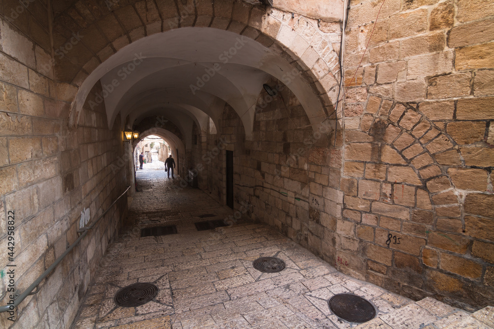 Jerusalem Old City arch and narrow street