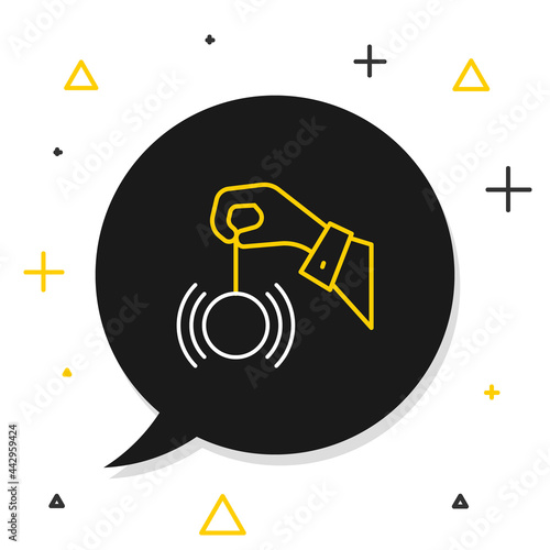 Line Hypnosis icon isolated on white background. Human eye with spiral hypnotic iris. Colorful outline concept. Vector