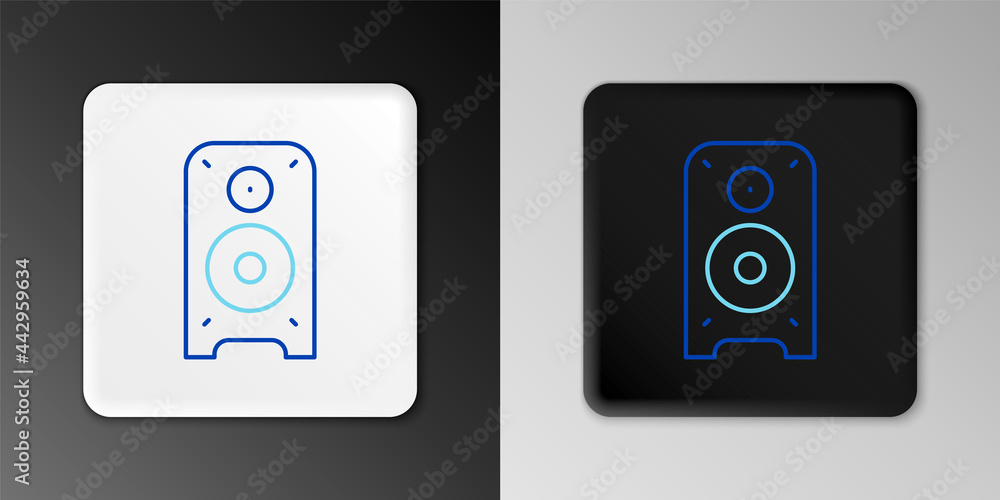 Line Stereo speaker icon isolated on grey background. Sound system speakers. Music icon. Musical column speaker bass equipment. Colorful outline concept. Vector Line Stereo speaker icon isolated on grey background. Sound system speakers. Music icon. Musical column speaker bass equipment. Colorful outline concept. Vector