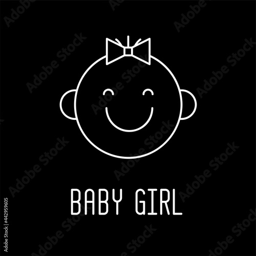 Cute baby face line icon. O...
