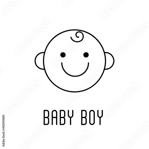 Cute baby face line icon. O...