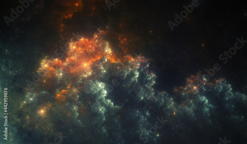 Fototapeta Naklejka Na Ścianę i Meble -  Fictional Nebula that is reminiscent of an erupting volcano