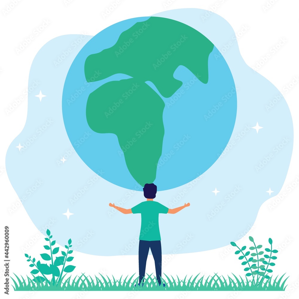 Illustration vector graphic cartoon character of protection or preservation of the earth