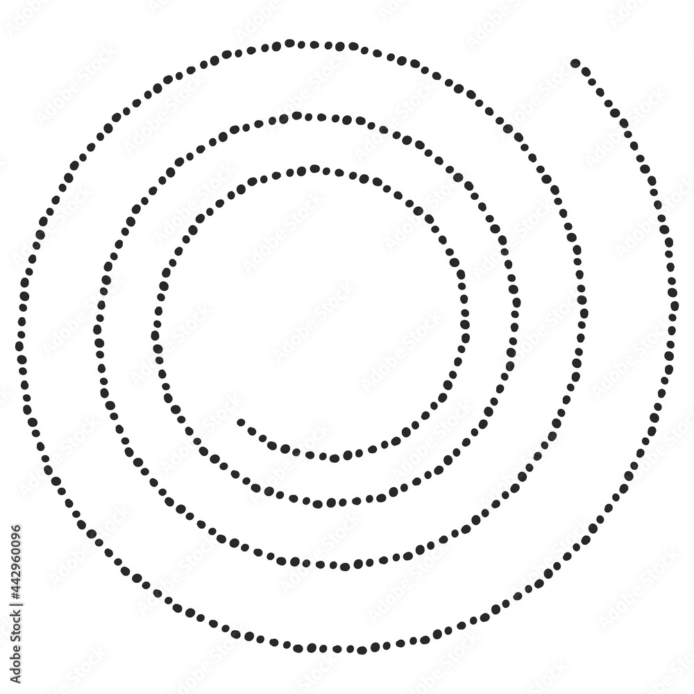 Spiral dotted shape. Vector dotted coil. Spiral dotted shape. Vector dotted coil.