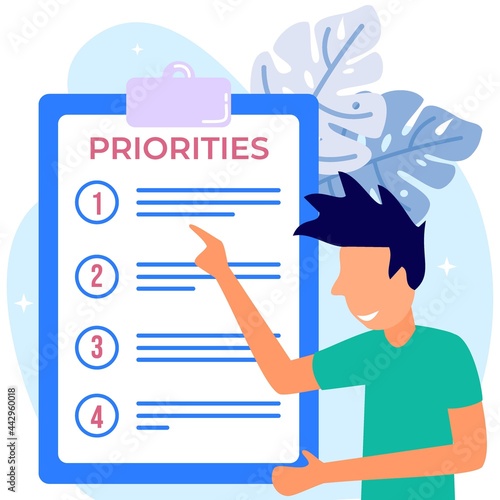 Illustration vector graphic cartoon character of priorities
