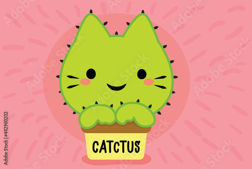 cute kawaii cactus cat
