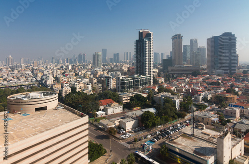 Tel Aviv above cityscape panorama aerial colorful view