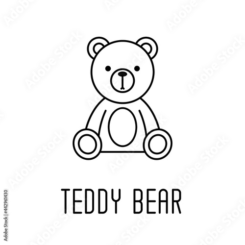 Teddy bear soft toy line icon, outline vector sign, linear pictogram. Symbol, logo illustration