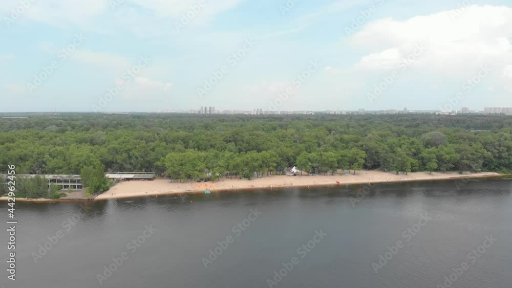 Beach in the city aerial drone view Beach in the city aerial drone view
