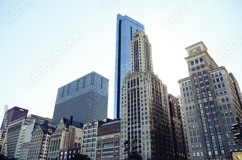 USA  CHICAGO  Scenic cityscape view with skyscrapers