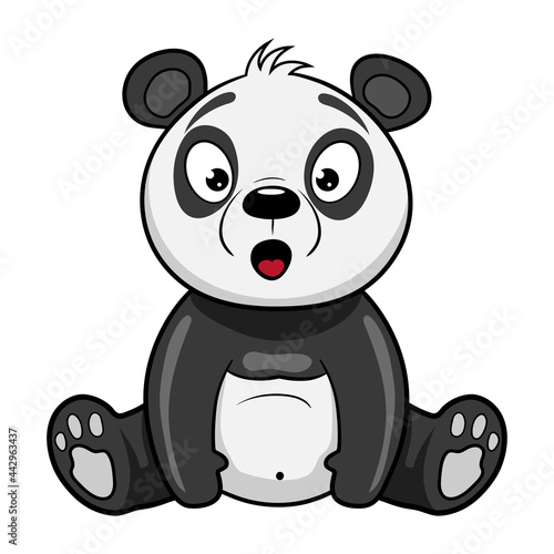 Cute panda. The panda is surprised. Funny baby panda. Vector illustration in cartoon style. © Aleksandr Kosovtsev