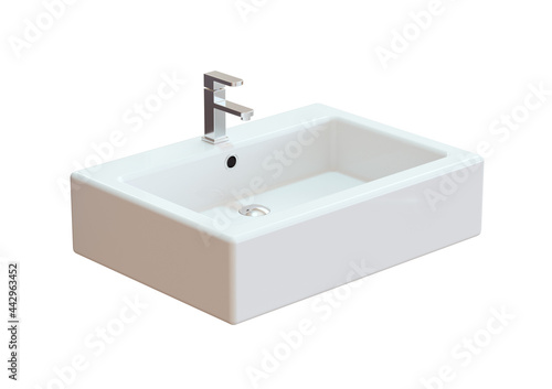 ceramic sink bathroom isolated on white background