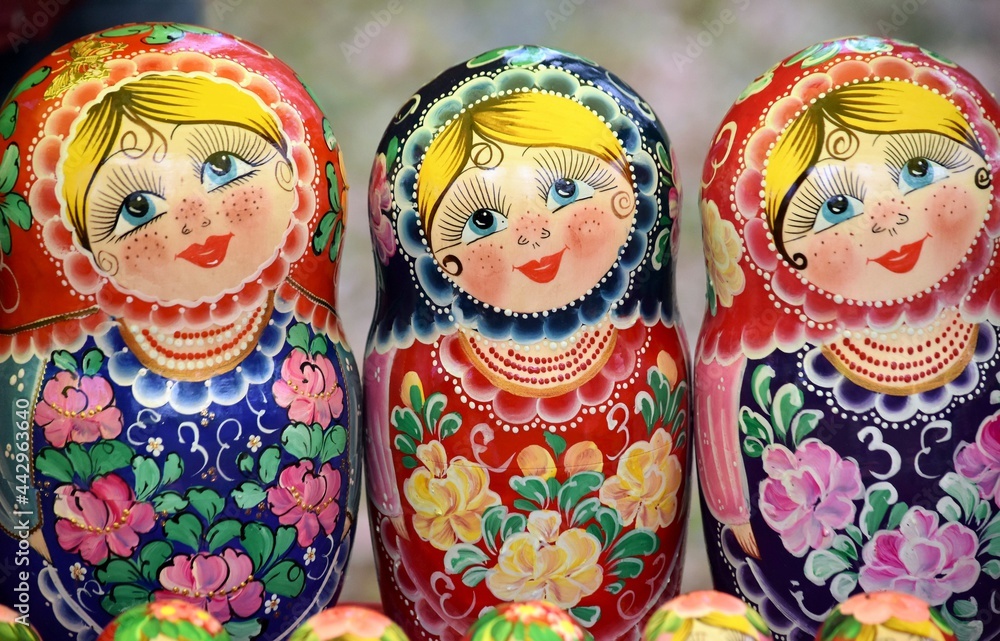 folk craft souvenirs from Russia nesting dolls