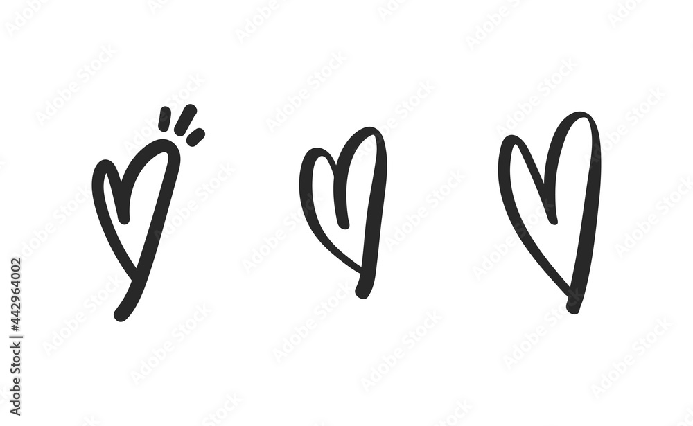 Hand drawn hearts doodle collection. Valentine's day romance illustration set. Hand drawn hearts doodle collection. Valentine's day romance illustration set.