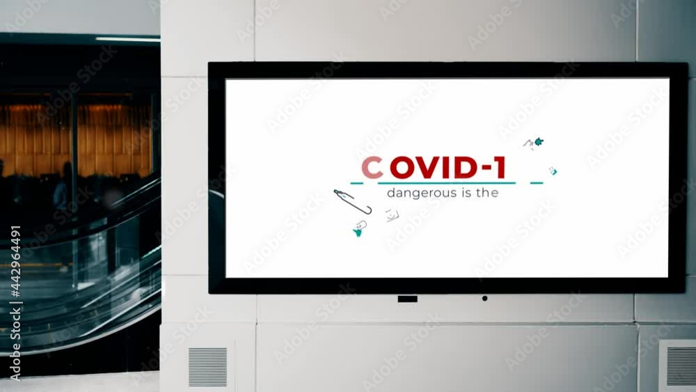 Dynamic stand in a public place with information about the coronavirus