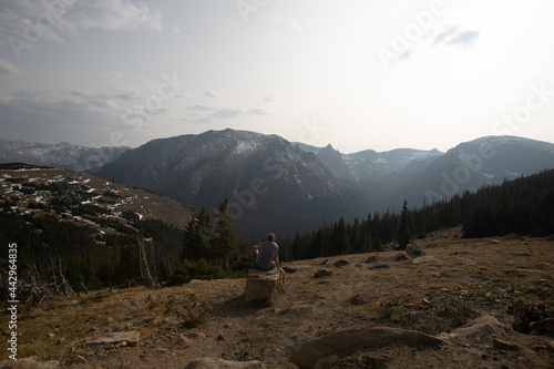 Man Disconnecting in Solitude in the Mountains Rocky Mountain National Park