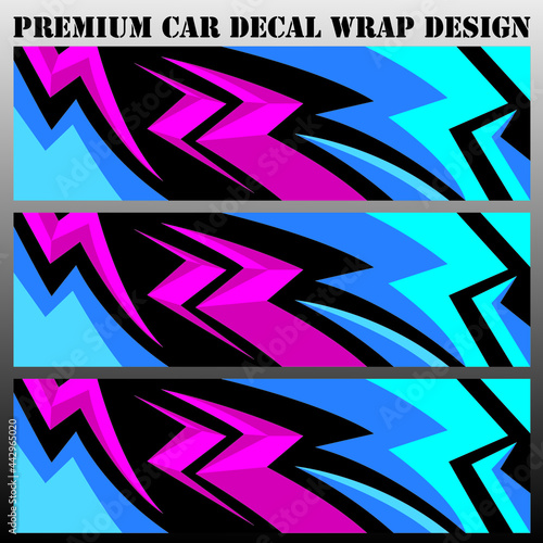 Car wrap decal designs. Abstract racing and sport background for racing livery