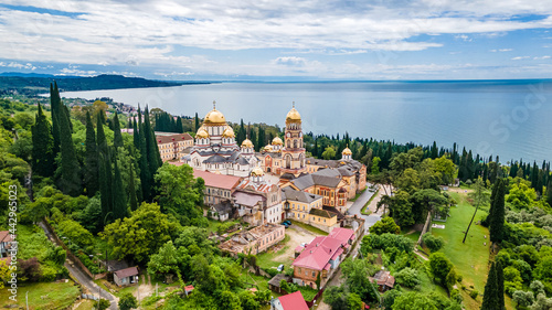Obraz na plátně Top view of Orthodox monastery in Novy Afon, Abkhazia