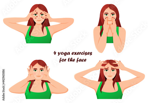 Girl doing yoga face exercises