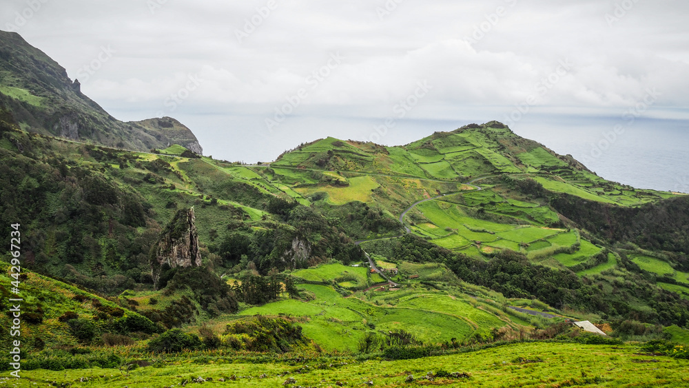 The landscape of Flores Island in the Azores The landscape of Flores Island in the Azores